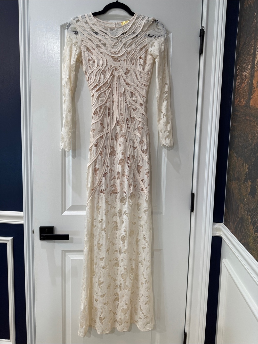 H&M Ivory Long-Sleeve Lace Maxi Dress